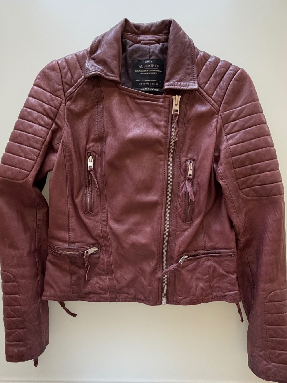 All Saints Oxblood Leather Jacket - Picture 2 of 4